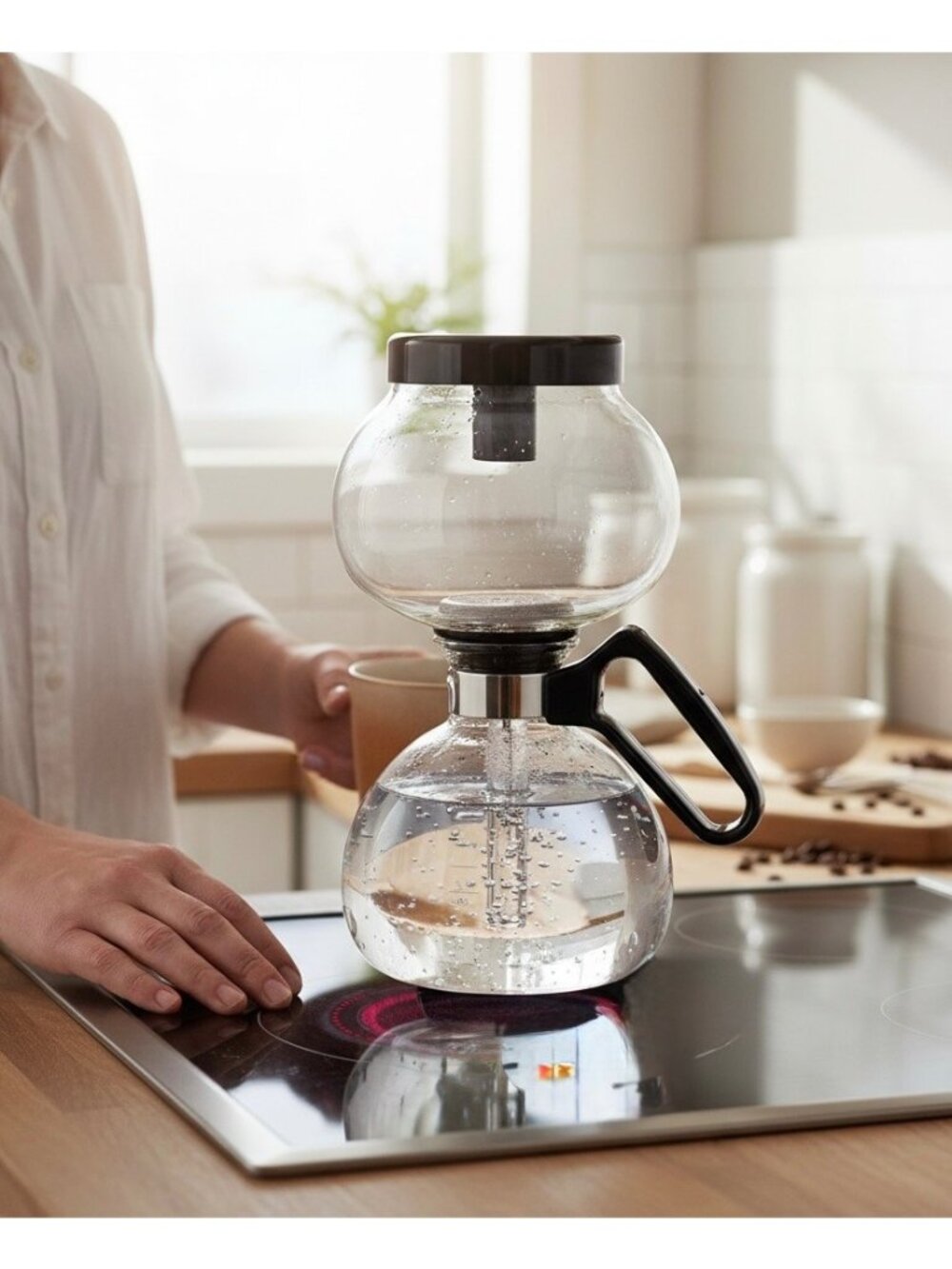 Yama 8-Cup Stove Top Coffee Siphon Brewer Heat-Resistant Glass 32 Oz SY-8